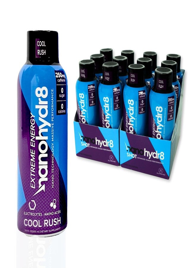 Nanohydr8 Workout Energy Drink with Nanotechnology for Fast Hydration and Electrolyte Recovery, 4 Ounce, Cool Rush Extreme 12 Pack - Image 1